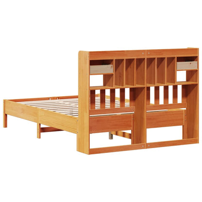 Bookcase Bed without Mattress Wax Brown 150x200 cm King Size Solid Wood Pine
