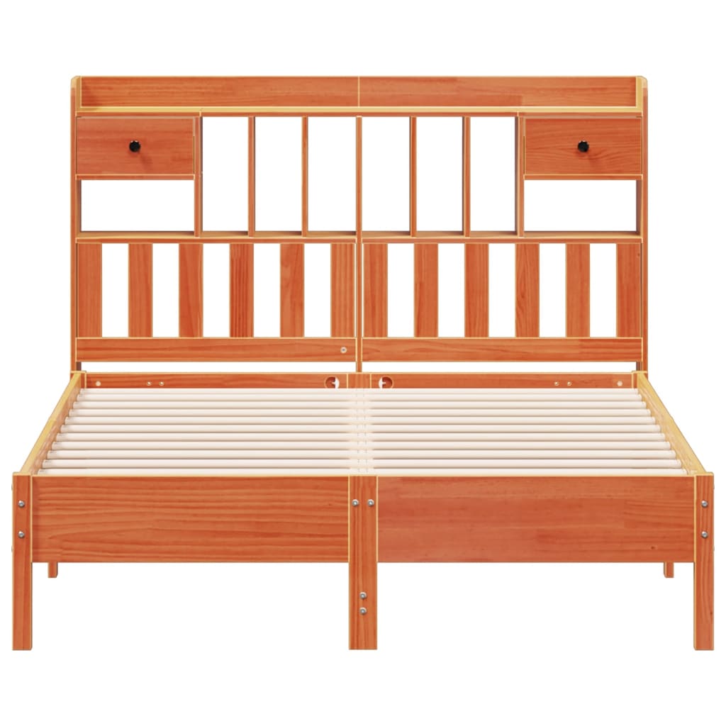 Bookcase Bed without Mattress Wax Brown 140x200 cm Solid Wood Pine