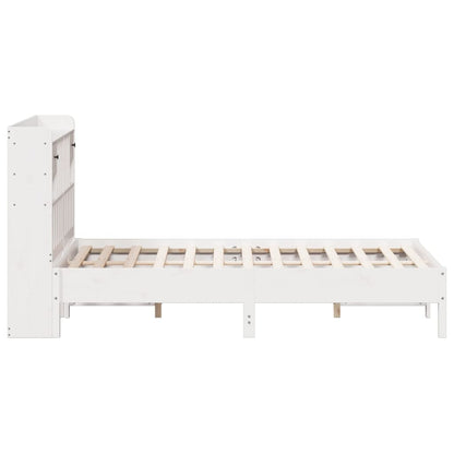 Bookcase Bed without Mattress White 135x190 cm Double Solid Wood Pine