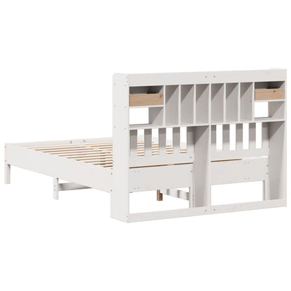 Bookcase Bed without Mattress White 135x190 cm Double Solid Wood Pine