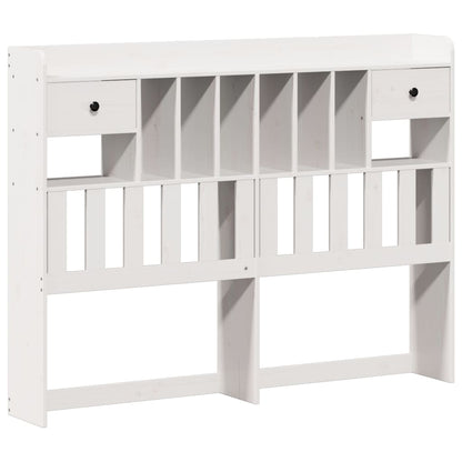 Bookcase Bed without Mattress White 135x190 cm Double Solid Wood Pine