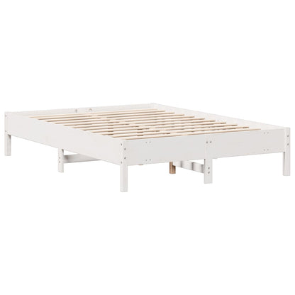 Bookcase Bed without Mattress White 135x190 cm Double Solid Wood Pine