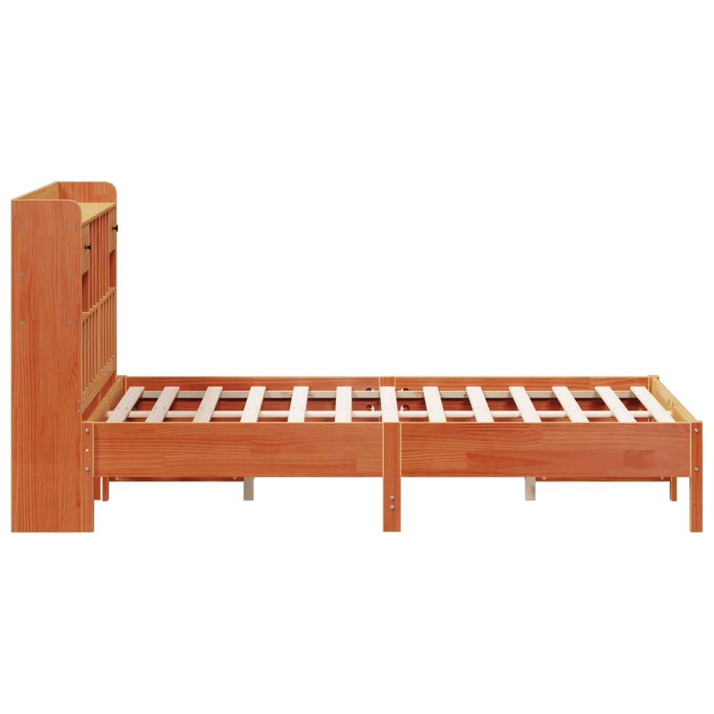 Bookcase Bed without Mattress Wax Brown 135x190 cm Double Solid Wood Pine