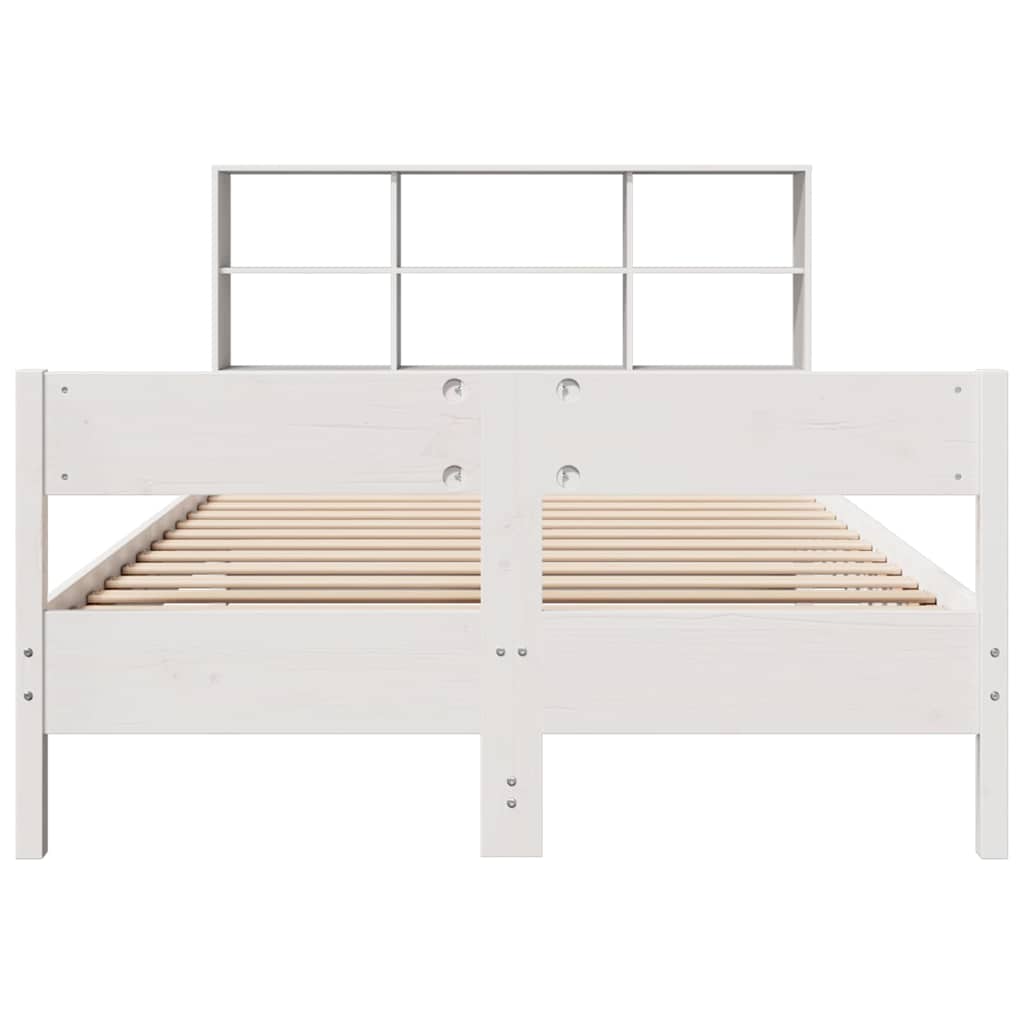 Bookcase Bed without Mattress White 160x200cm Solid Wood Pine