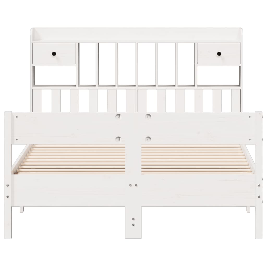 Bookcase Bed without Mattress White 160x200cm Solid Wood Pine