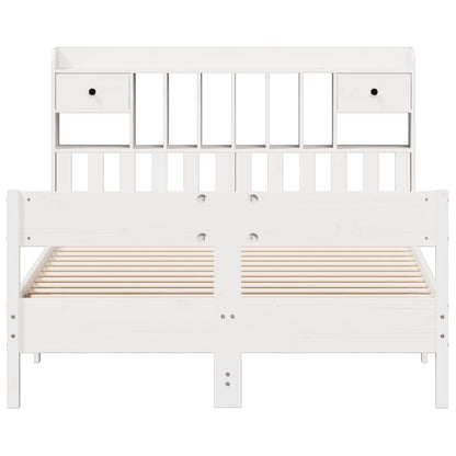 Bookcase Bed without Mattress White 160x200cm Solid Wood Pine