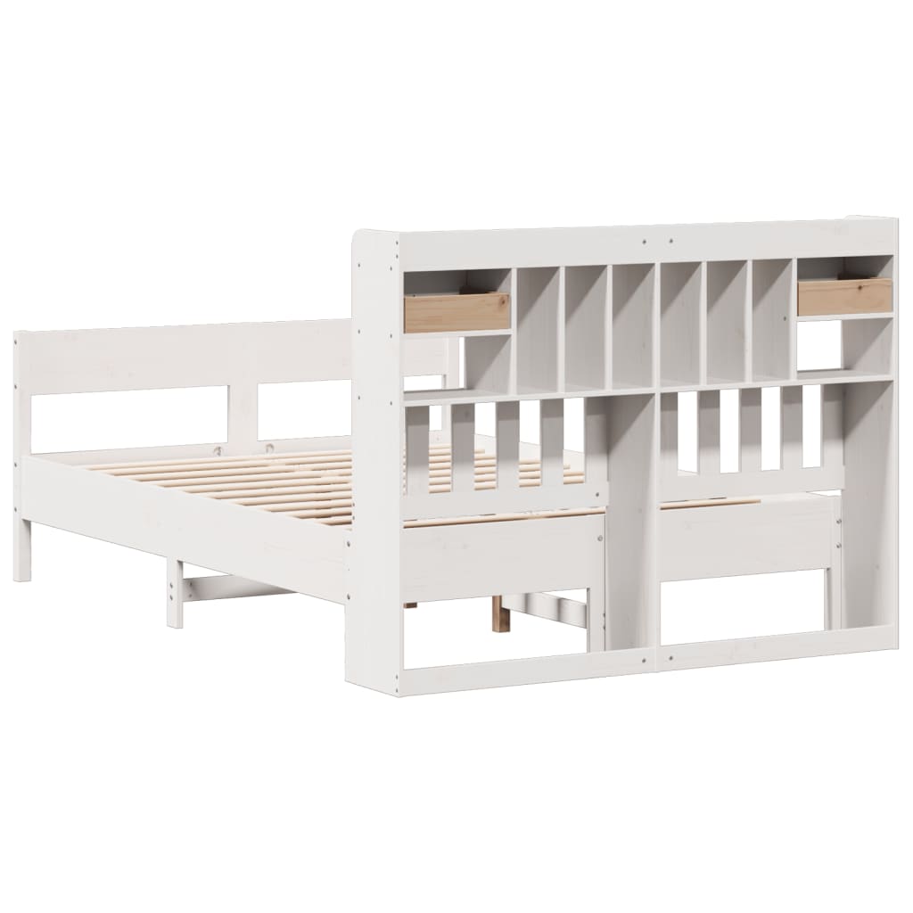Bookcase Bed without Mattress White 160x200cm Solid Wood Pine