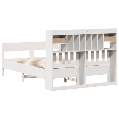 Bookcase Bed without Mattress White 160x200cm Solid Wood Pine