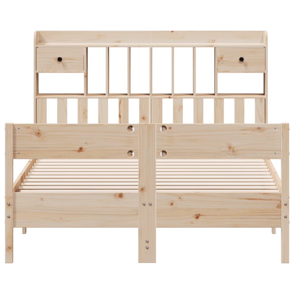 Bookcase Bed without Mattress 140x200cm Solid Wood Pine