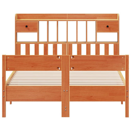 Bookcase Bed without Mattress Wax Brown 140x200cm Solid Wood Pine