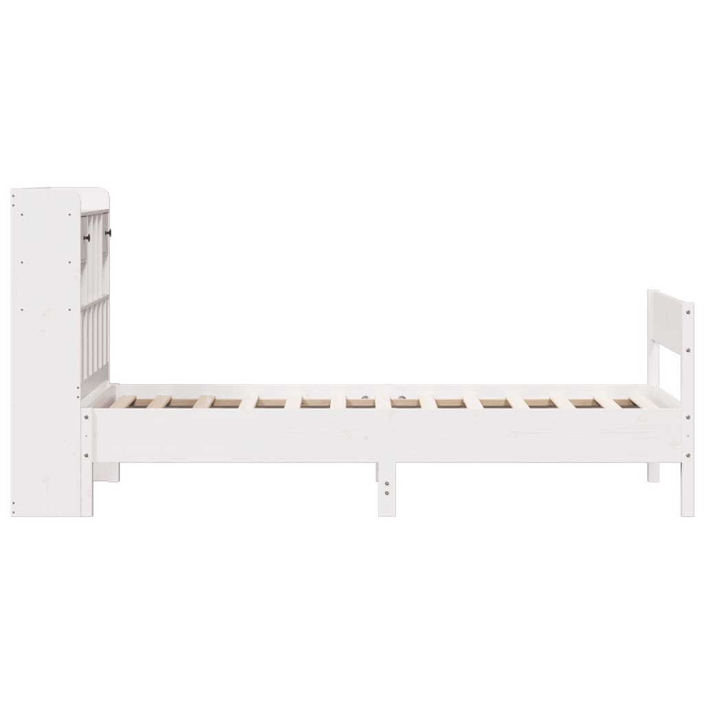 Bookcase Bed without Mattress White 75x190 cm Small Single Solid Wood Pine