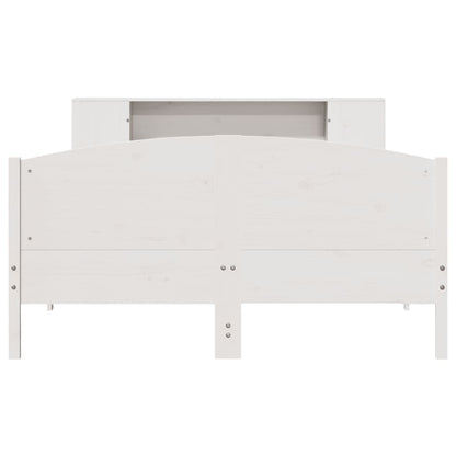 Bookcase Bed without Mattress White 160x200cm Solid Wood Pine