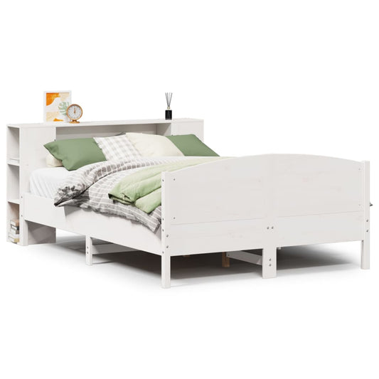 Bookcase Bed without Mattress White 150x200cm Solid Wood Pine