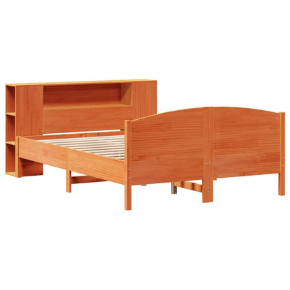 Bookcase Bed without Mattress Wax Brown 150x200cm Solid Wood Pine