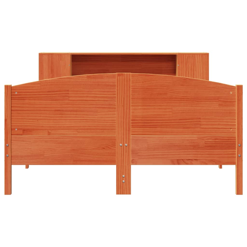 Bookcase Bed without Mattress Wax Brown 150x200cm Solid Wood Pine