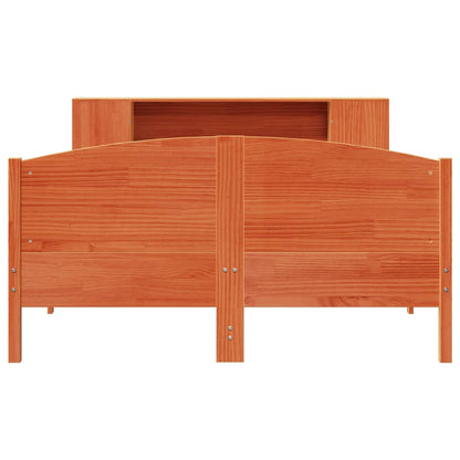 Bookcase Bed without Mattress Wax Brown 150x200cm Solid Wood Pine