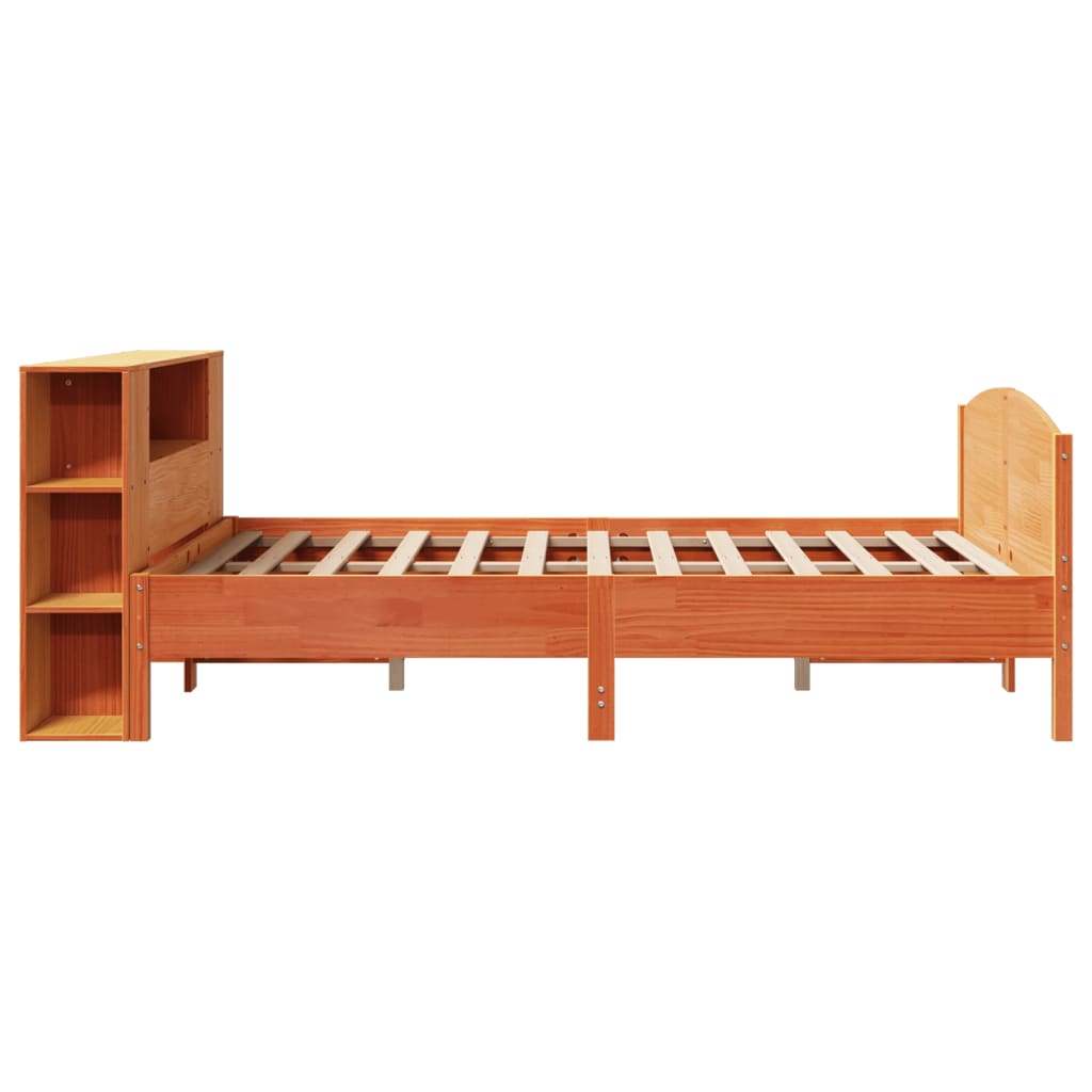 Bookcase Bed without Mattress Wax Brown 150x200cm Solid Wood Pine