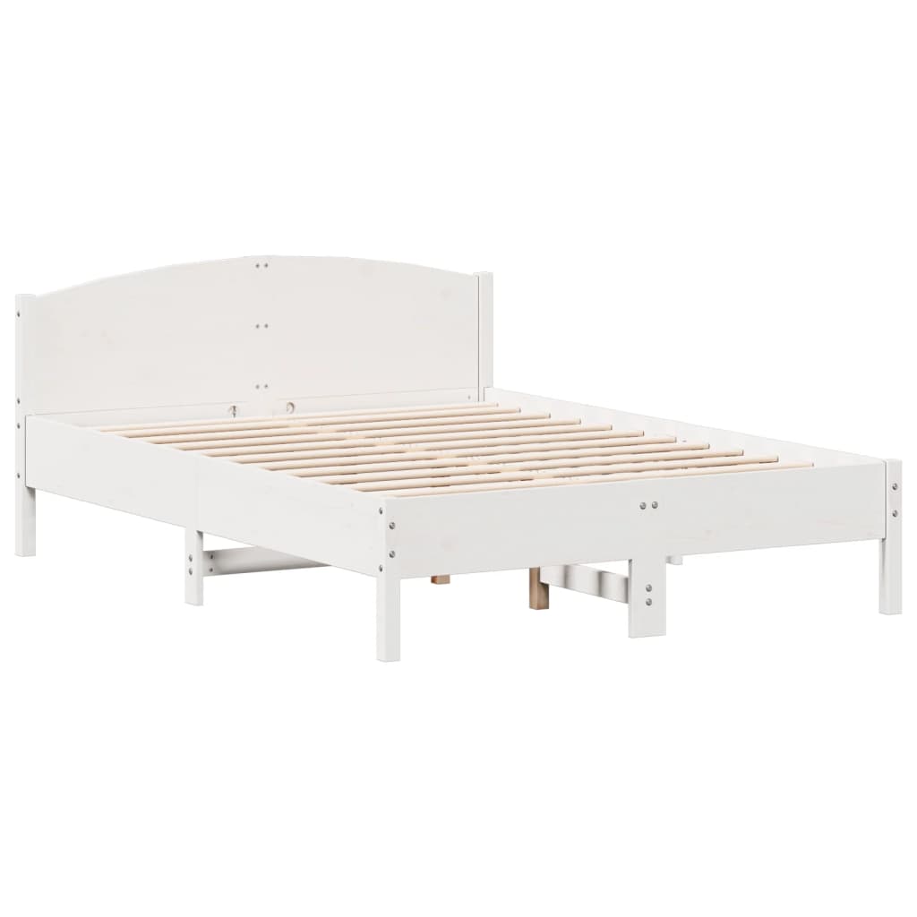 Bookcase Bed without Mattress White 140x200cm Solid Wood Pine