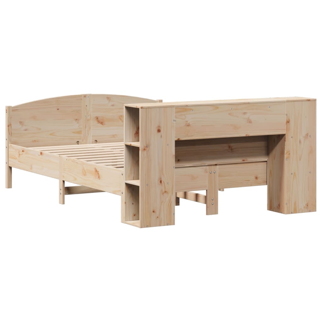 Bookcase Bed without Mattress 135x190cm Solid Wood Pine