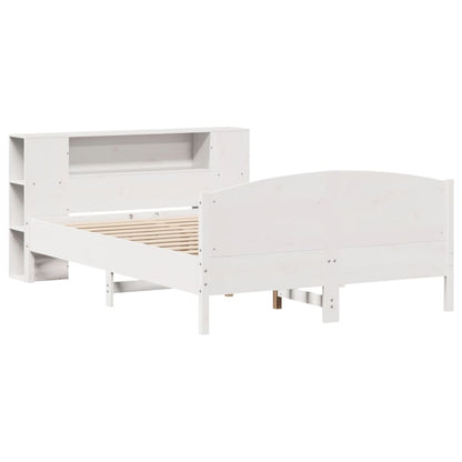 Bookcase Bed without Mattress White 135x190cm Solid Wood Pine