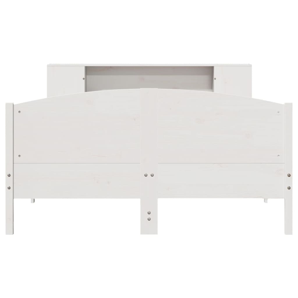 Bookcase Bed without Mattress White 135x190cm Solid Wood Pine