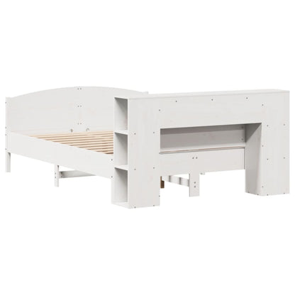 Bookcase Bed without Mattress White 135x190cm Solid Wood Pine