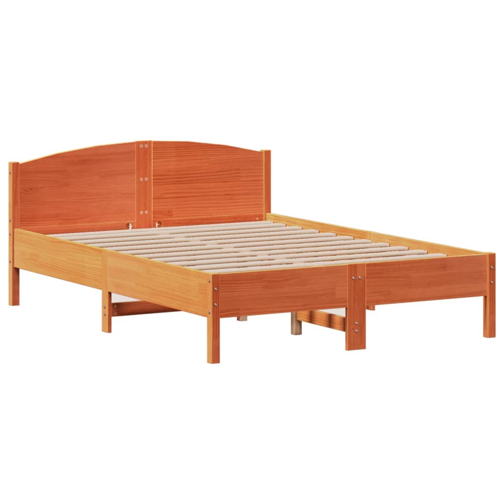 Bookcase Bed without Mattress Wax Brown 135x190cm Solid Wood Pine