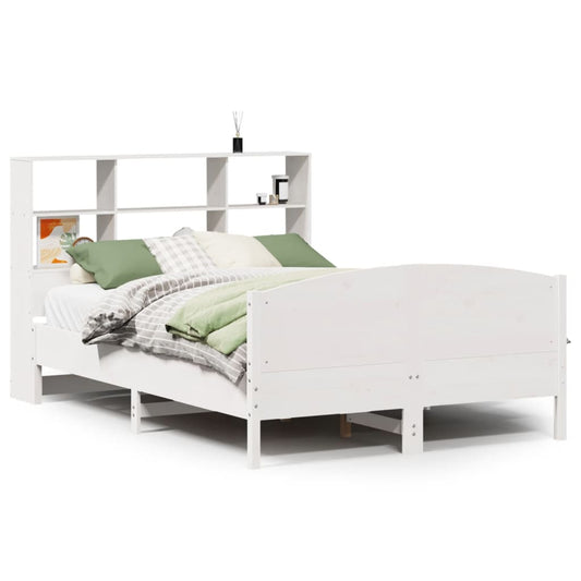 Bookcase Bed without Mattress White 160x200cm Solid Wood Pine