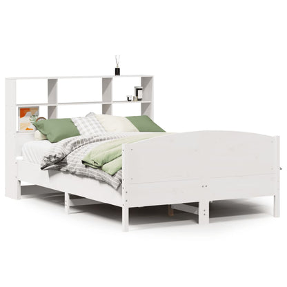 Bookcase Bed without Mattress White 140x200cm Solid Wood Pine