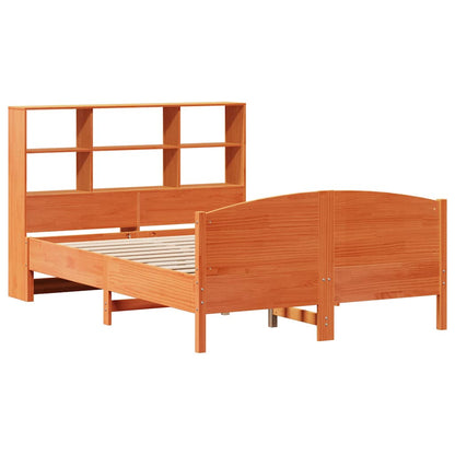 Bookcase Bed without Mattress Wax Brown 140x200cm Solid Wood Pine