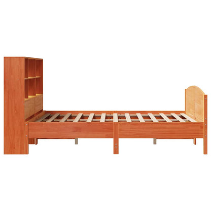 Bookcase Bed without Mattress Wax Brown 140x200cm Solid Wood Pine