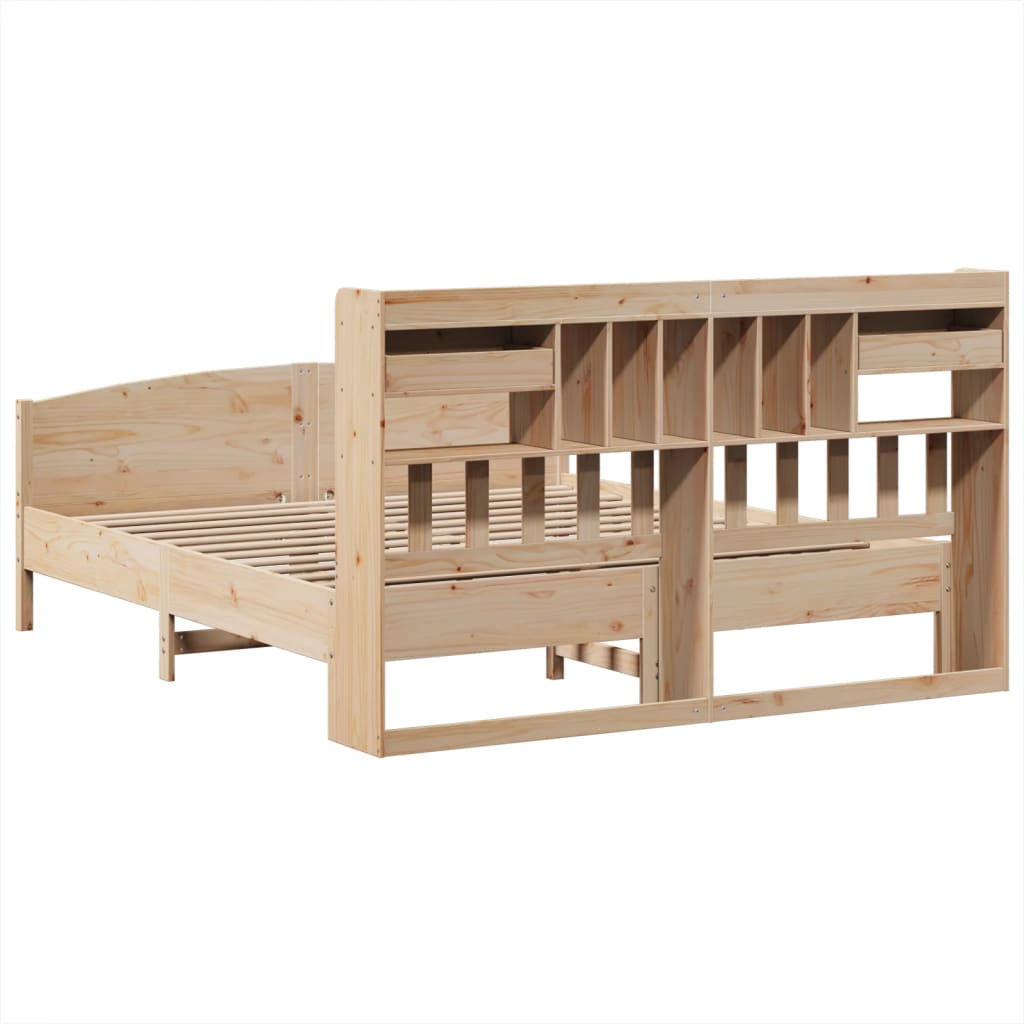 Bookcase Bed without Mattress 180x200 cm Super King Solid Wood Pine