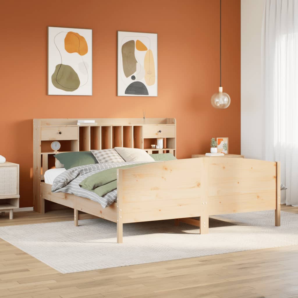 Bookcase Bed without Mattress 180x200 cm Super King Solid Wood Pine