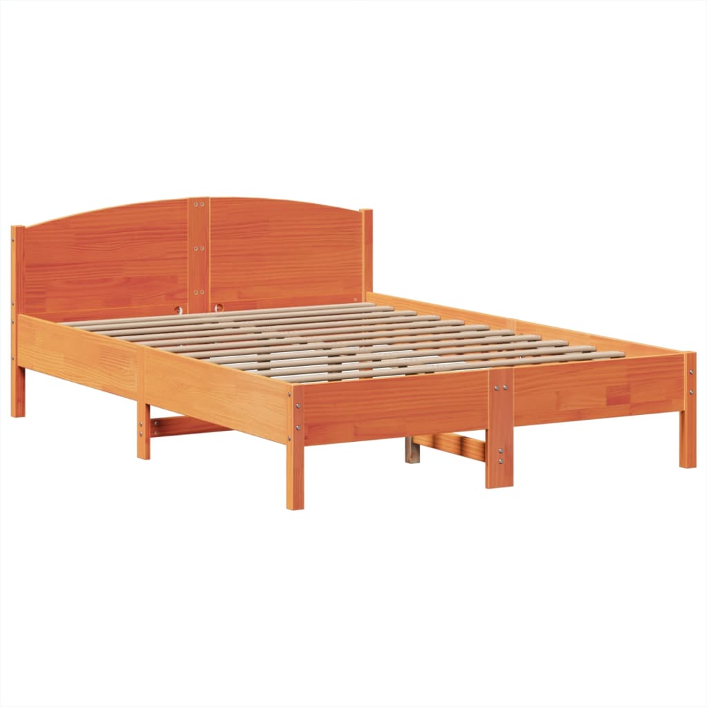 Bookcase Bed without Mattress Wax Brown 140x200cm Solid Wood Pine