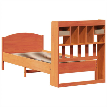 Bookcase Bed without Mattress Wax Brown 100x200cm Solid Wood Pine
