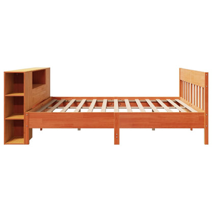 Bookcase Bed without Mattress Wax Brown 200x200cm Solid Wood Pine