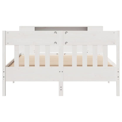 Bookcase Bed without Mattress White 160x200cm Solid Wood Pine