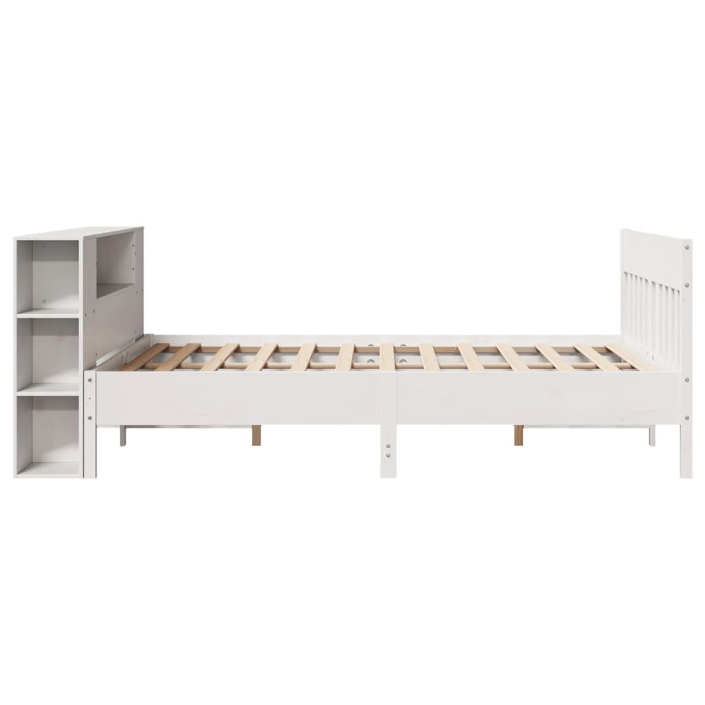 Bookcase Bed without Mattress White 160x200cm Solid Wood Pine