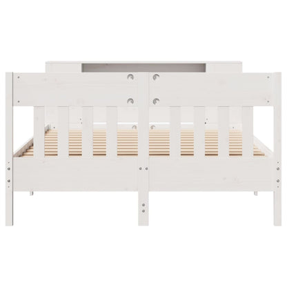 Bookcase Bed without Mattress White 140x200cm Solid Wood Pine