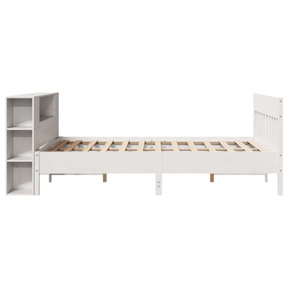 Bookcase Bed without Mattress White 140x200cm Solid Wood Pine