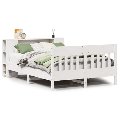 Bookcase Bed without Mattress White 140x190cm Solid Wood Pine