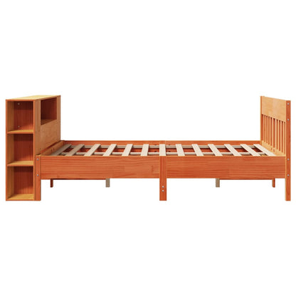 Bookcase Bed without Mattress Wax Brown 140x190cm Solid Wood Pine
