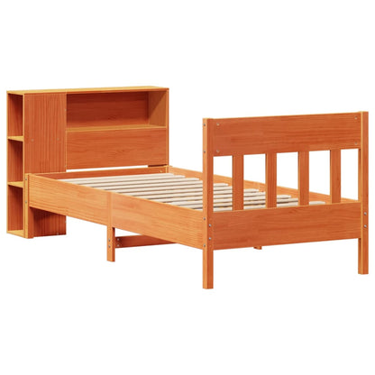 Bookcase Bed without Mattress Wax Brown 100x200cm Solid Wood Pine