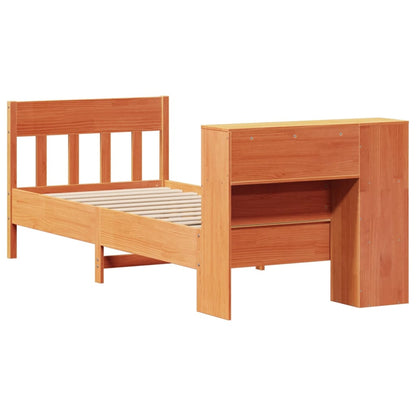 Bookcase Bed without Mattress Wax Brown 100x200cm Solid Wood Pine