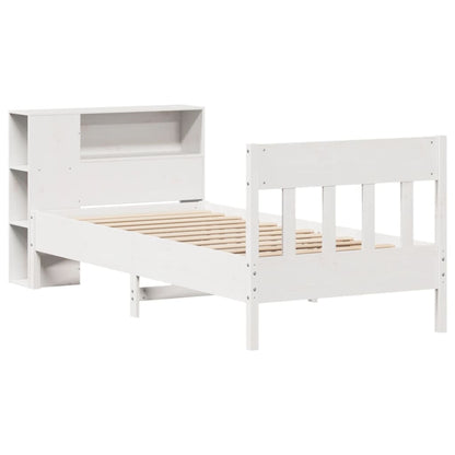 Bookcase Bed without Mattress White 75x190 cm Small Single Solid Wood Pine