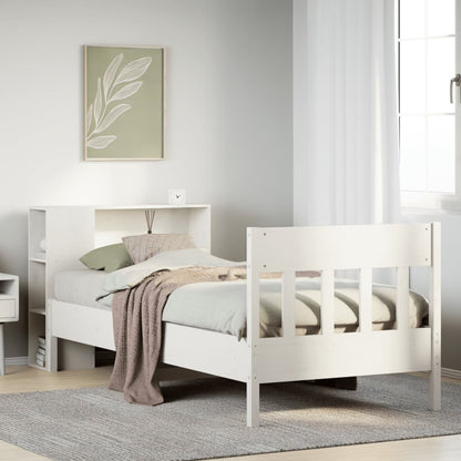 Bookcase Bed without Mattress White 75x190 cm Small Single Solid Wood Pine
