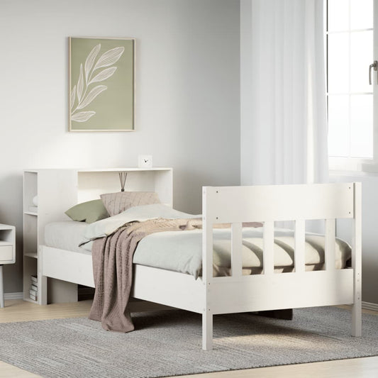 Bookcase Bed without Mattress White 75x190 cm Small Single Solid Wood Pine
