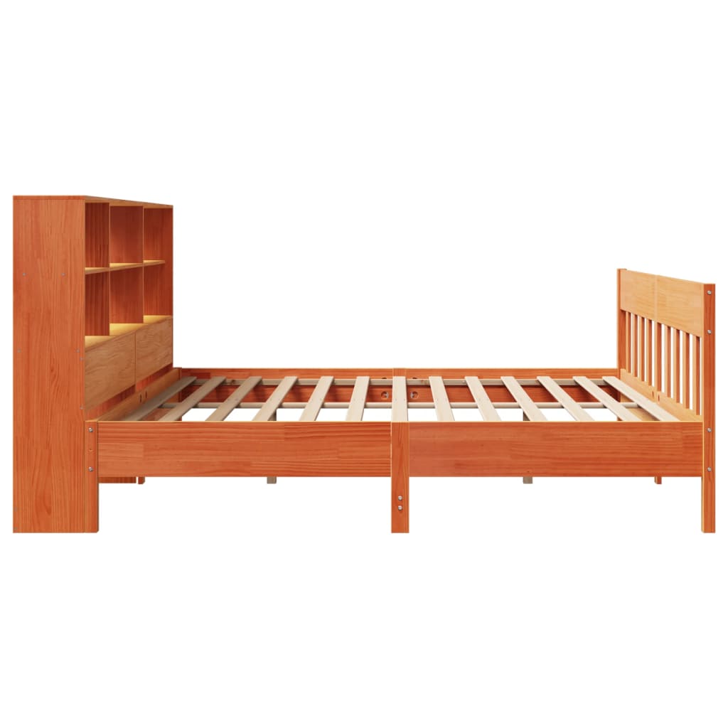 Bed Frame without Mattress Wax Brown 200x200 cm Solid Wood Pine