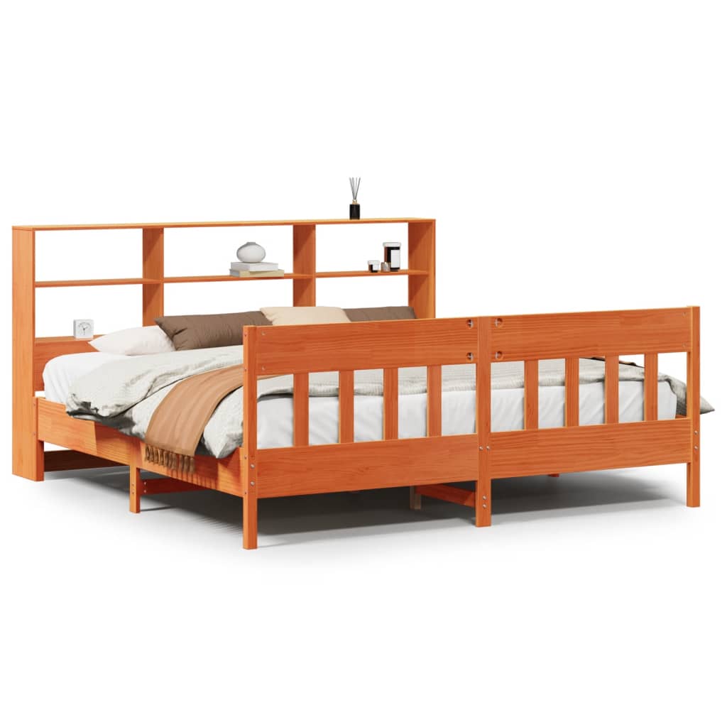 Bed Frame without Mattress Wax Brown 180x200 cm Super King Solid Wood Pine