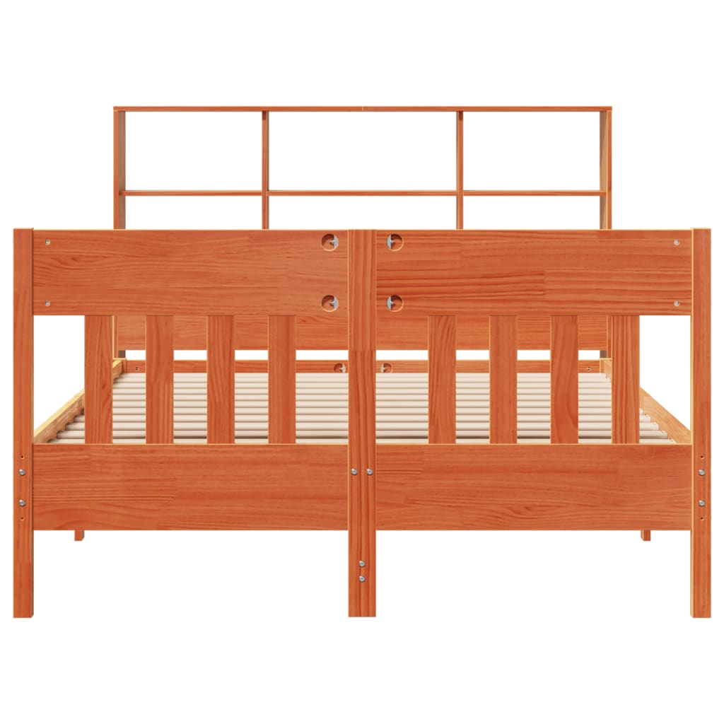 Bed Frame without Mattress Wax Brown 160x200 cm Solid Wood Pine
